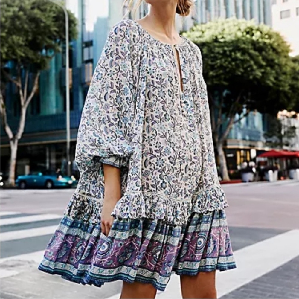Spell &  the Gypsy Dahlia dress tunic boho oversized S metallic thread layering